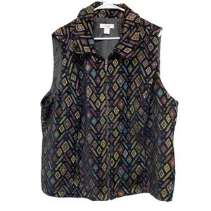 CJ Banks Women's Lined Black with Diamonds Zip Vest Plus Size 3X